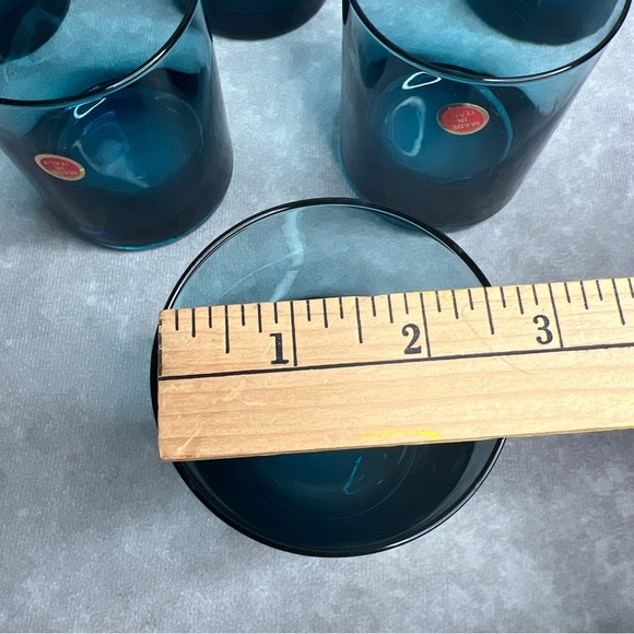 6 Vintage Turquoise Blue Barware Drinking Glasses Set of 6 Made Italy READ - Picture 5 of 12